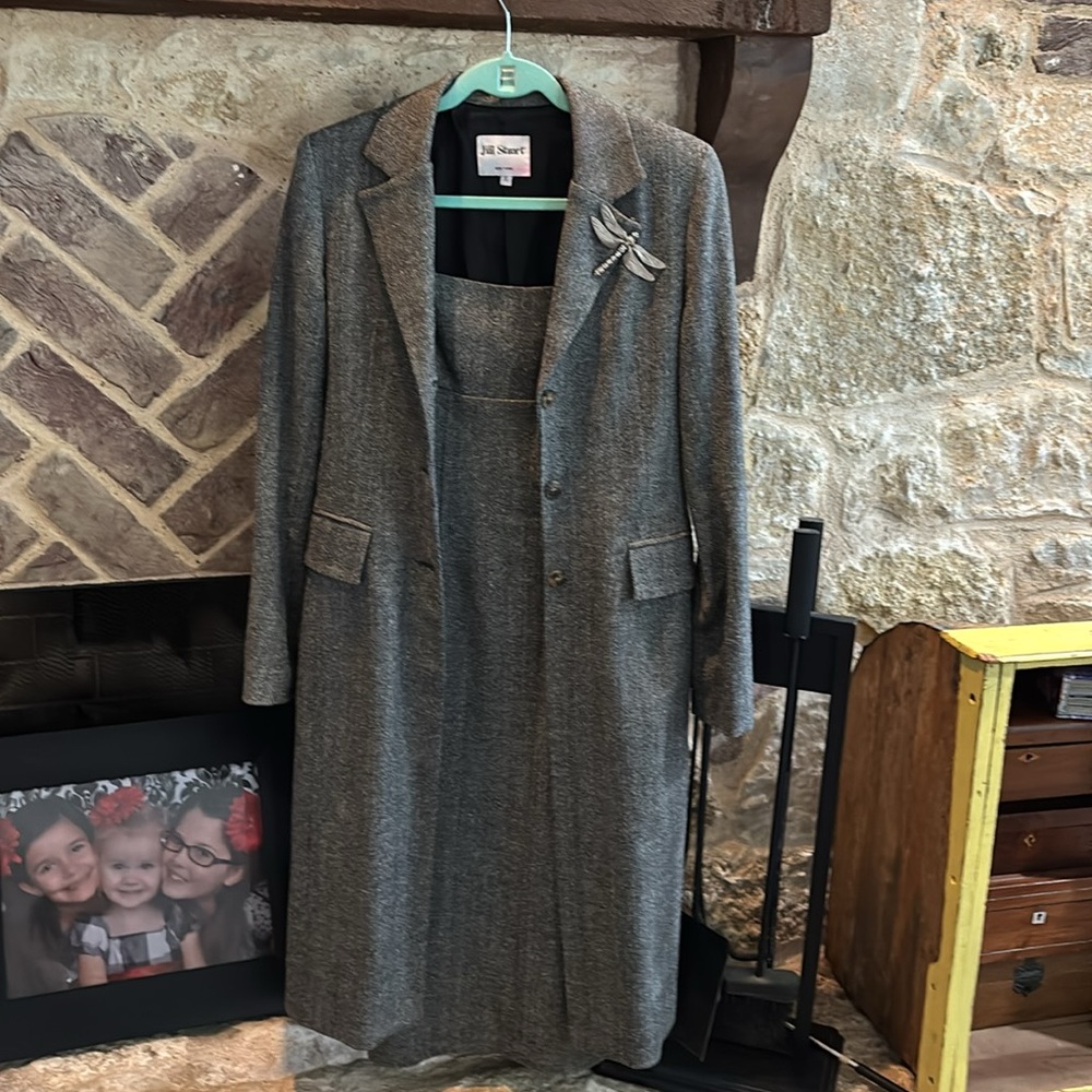Jill Stuart Gray dress with long suit jacket